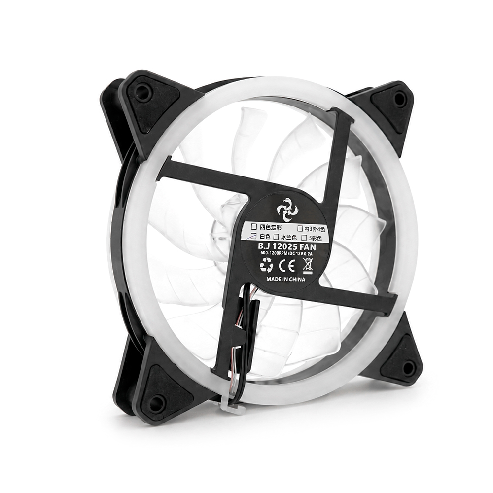 Кулер корпусний 12025 DC sleeve fan 4pin - 120*120*25мм, 12V, 1100об/хв, White, двосторонній