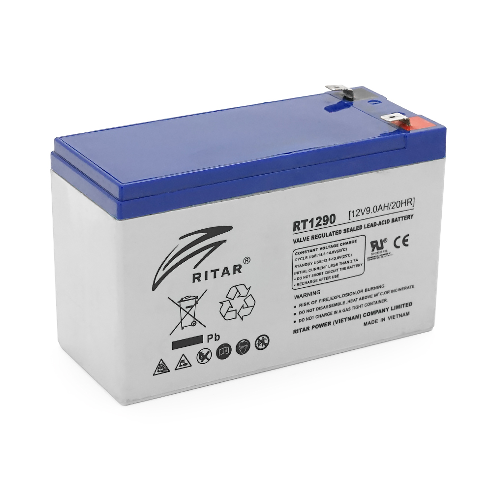 Акумуляторна батарея AGM RITAR RT1290, Gray Case, 12V 9.0Ah ( 151 х 65 х 94 (100) ) Q12