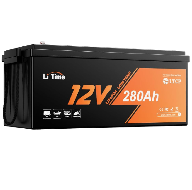 Акумуляторна батарея LiFePO4 Li-TIME 12.8V 280Ah, 3584Wh, BMS 200A, Low-temp, до 6000 циклов, 522x240x218mm, 26.64kg