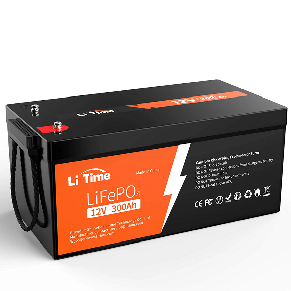 Акумуляторна батарея LiFePO4 Li-TIME 12.8V 300Ah, 3840Wh, BMS 200A, BASIC, до 6000 циклів, 522x240x218mm, 29kg