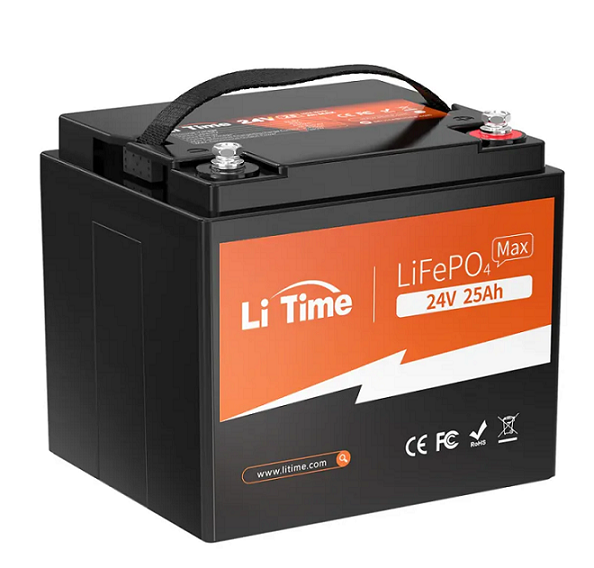 Акумуляторна батарея LiFePO4 Li-TIME 25.6V 25Ah, 640Wh, BMS 50A, MAX, до 6000 циклів, 198x166x170mm, 6kg