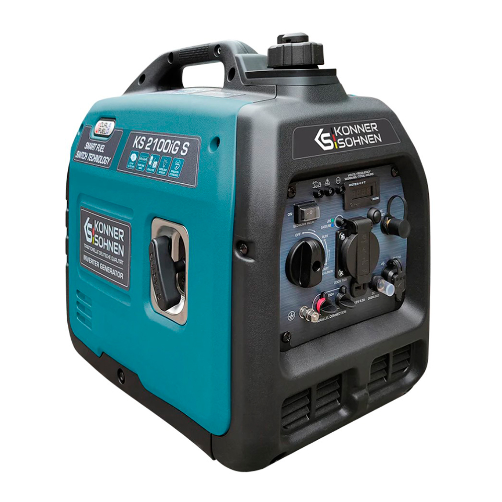 Генератор інверторний ГАЗОБЕНЗИНОВИЙ Konner&Sohnen KS 2100iG S, 1,8kW (2kW), однофазний, 220V, 50Hz, об'єм 4л