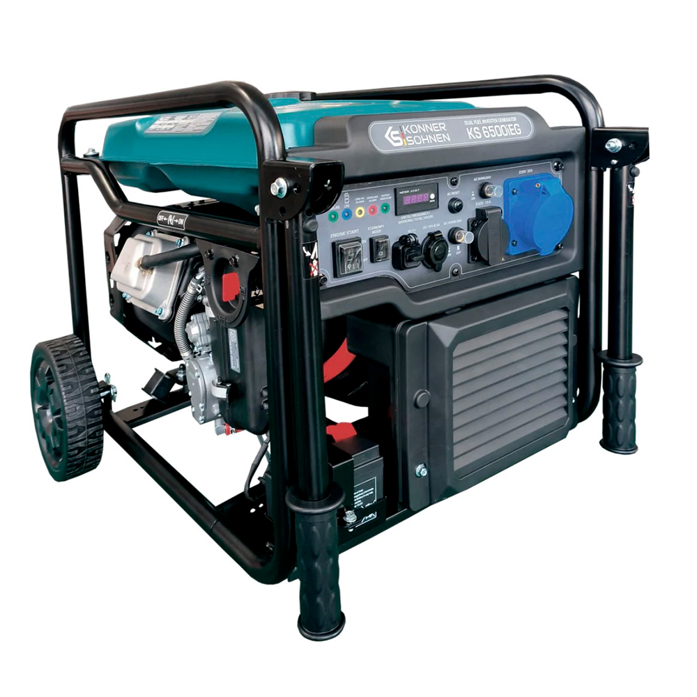 Генератор інверторний ГАЗОБЕНЗИНОВИЙ Konner&Sohnen KS 6500iEG, 6kW (6.5kW), однофазний, 220V, 50Hz, об'єм 17л