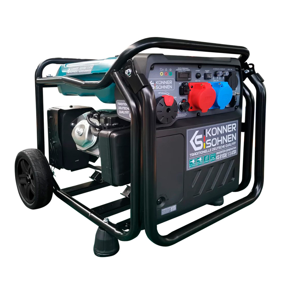 Генератор інверторний БЕНЗИНОВИЙ Konner&Sohnen KS 8100iE 1/3 ATSR, 8kW (8,5kW), однофазний+трифазний режими, 220V, 50Hz, об'єм 20л