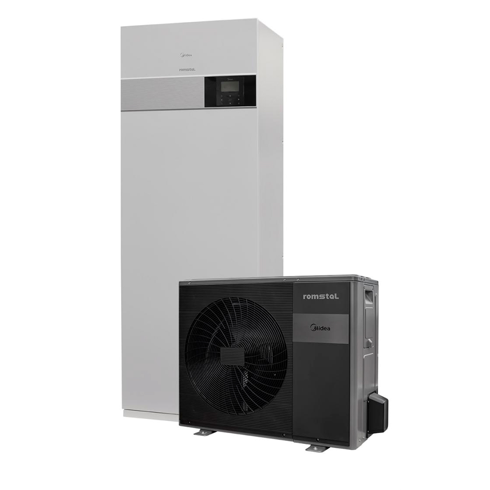 Тепловий насос повітря-вода Romstal ECOHEAT 500 16 kW 380 (вбудований бак ГВП 240л) (R32, -25, WI-FI , 9 квт ТЕН)-