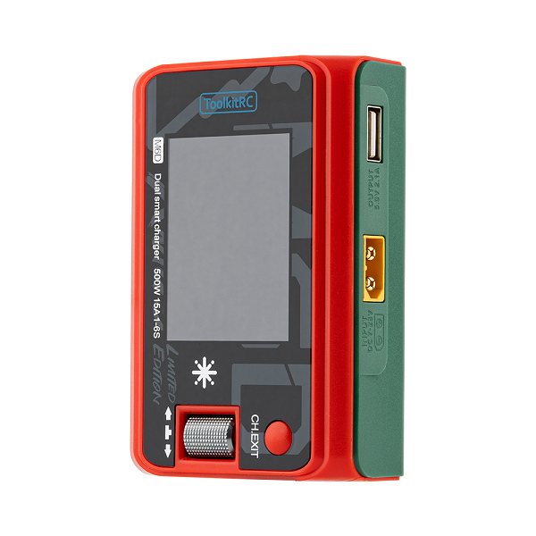 Зарядний пристрій ToolkitRC M6D X‘Mas TK13900, 2 канали, 250Вт, тип АКБ NiMH, LiHv, Li-ion, NiMh, LiFe, Pb, USB-A, 2 * XT60, вхід 7-28В, 98x68x35mm. вага 220г, без БП