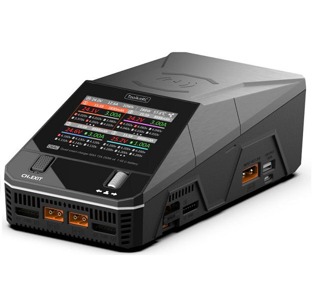 Зарядний пристрій ToolkitRC Q6AC TK12900, 4 канали, 400Вт, тип АКБ NiMH, LiHv, Li-ion, NiMh, LiFe, Pb, Type-C, USB-A, 2*XT60,2*XT30, 220*111*8 вага 1,2кг