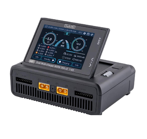 Зарядний пристрій ToolkitRC M8D TK13000, 1600Вт, тип АКБ Li-Ion, LiPo, LiHV, LiFe, NiMH, PB, USB-Type-C(65W), 2*XT60, 140×110×50мм, вага 450г, без БП