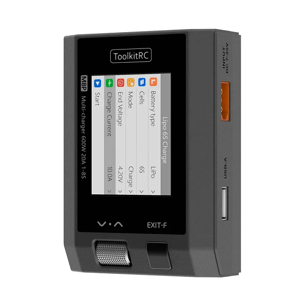 Зарядний пристрій ToolkitRC M8P TK12800, 600Вт, тип АКБ Li-Ion, LiPo, LiHV, LiFe, NiMH, PB, XT60, JST-XH, 100×71×34мм, вага 200г, без БП