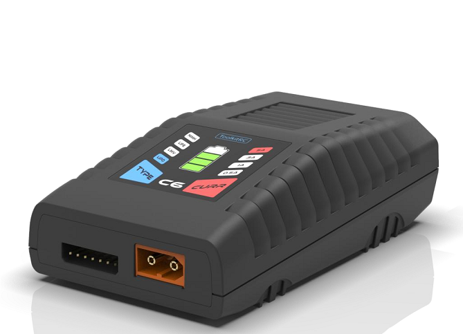 Зарядний пристрій ToolkitRC C6 TK12600, 50Вт, тип АКБ LiPo / LiHV / LiFe 1-6S/NiMH 5-12S, XT60, JST-XH, 106×64×35мм, вага 165г