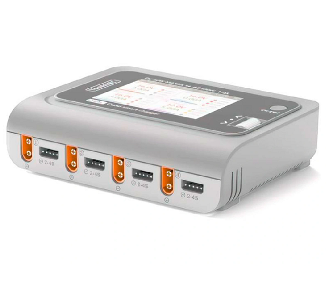 Зарядний пристрій ToolkitRC TK12000-EU 200Вт, 4-chanel, тип АКБ LiPo, LiHV, Li-ion, LiFe, LTO (1-4S), NiMH/NiCd (1-10S), Pb (1-8S), 4*XT30/4*XT60, USB-A. 450g
