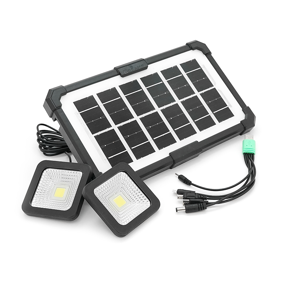 Портативна станція CcLamp CL-083-38+Solar, Power bank 2400mAh, 1 режим, USB вихід, 2 лампочки, Box