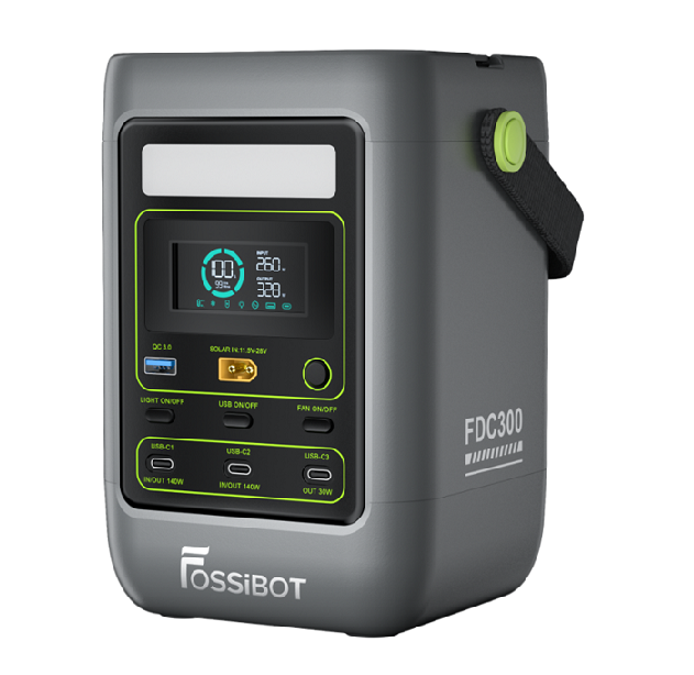 Портативна зарядна станція FOSSiBOT F3000, 300W/288Wh LiFePO₄, MPPT 120W max, USB-A-18Вт,USB-С-30Вт,2*USB-C-140Вт, Fan, 135×135×205 мм, 2,7 кг