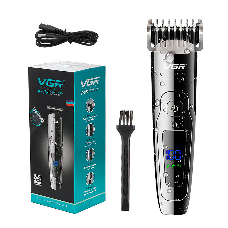 Тример VGR V-072, 1 насадка, LED display, 7500 RPM, акумулятор 1200mAh, Silver, Box
