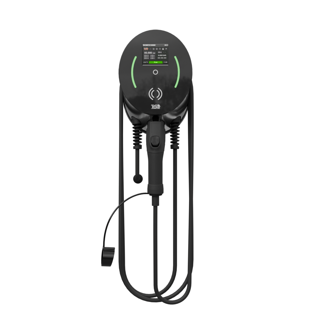 Однопортова зарядна станція TISO EVC-V1R-1F-32A-T1, TYPE 1, 230В/32A, 7 КВт, WI-FI, ІР54, 343х214х123 мм