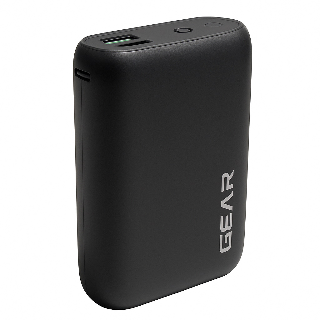 Зовнішній акумулятор GEAR 10000mAh PD22.5W з дисплеєм, 1*USB+Type-C, 2*USB-A + 1microUSB, QC3.0, чорний
