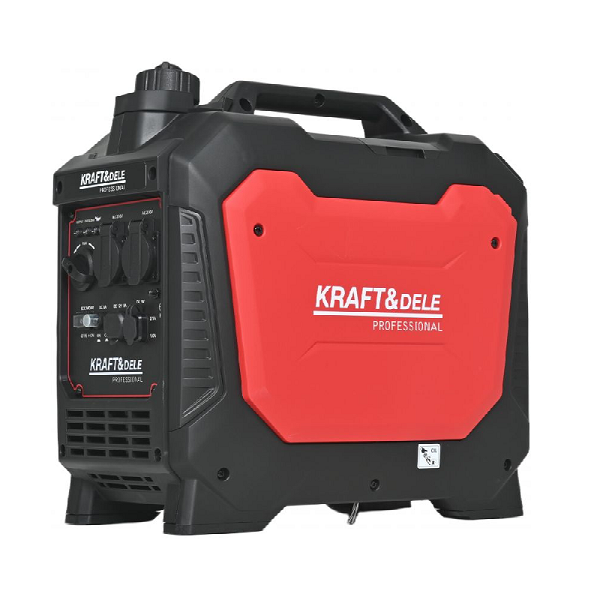 Генератор бензин Kraft&Dele KD3162, інверторій однофазний 220V, 50Hz, 2,3 кВт/2,5 кВт, 2*230В, USB, DC 12V/8A, об'єм 4,2л