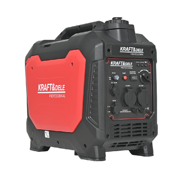 Генератор бензин Kraft&Dele KD3163, інверторій однофазний 220V, 50Hz, 3,5 кВт/2,7 кВт, 2*230В, USB, DC 12V/8A, об'єм 6,3л