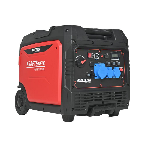 Генератор бензин Kraft&Dele KD3164, інверторій однофазний 220V, 50Hz, 6,5 кВт/6,7 кВт, 3*230В, 2*USB, DC 12V/8A, об'єм 15л, 680×530×550 мм, 60 кг