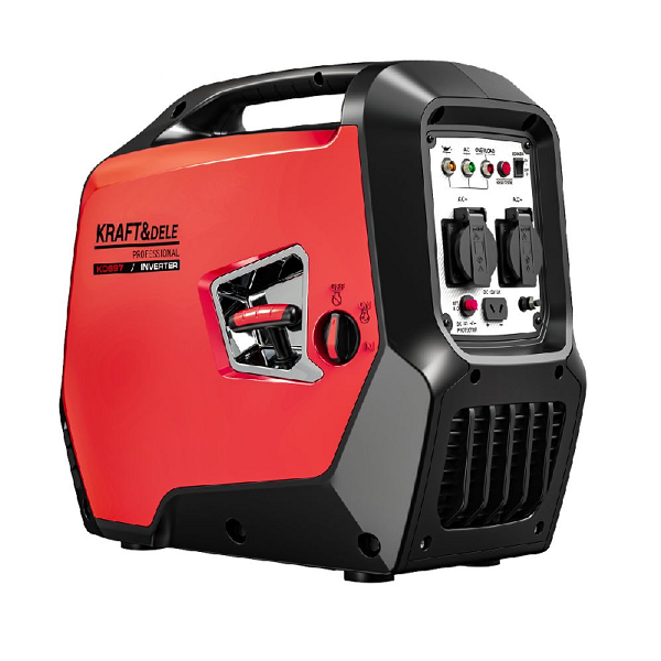 Генератор бензин Kraft&Dele KD697, інверторний однофазний 220V, 50Hz, 2.3 кВт/2,5 кВт, 2*230В, об'єм 4л, 540х325х490 мм, 21 кг