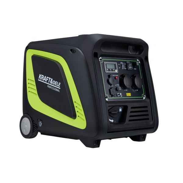 Генератор бензин Kraft&Dele KD686, інверторний однофазний 220V, 50Hz, 4,5 кВт/4,9 кВт, 2*230В, USB, DC 12V/8A, об'єм 8,8 л, 610х415х495 мм