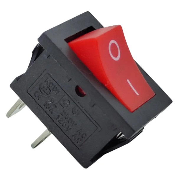 Перемикач ON-OFF KCD1-101, 250VAC/6A, 2 контакти, Red, Q200
