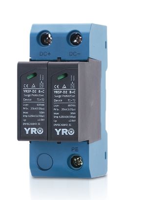 Фотогальванічний захист від перенапруги постійного струму YRSP-D2 2P 20-40KA 1000Vdc T1+T2
