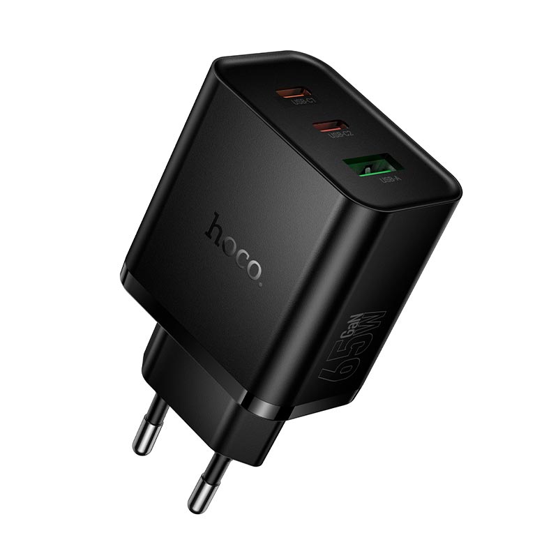 СЗУ HOCO N75 110-240V, PD65W+Q3.0, USB+2*Type-C, Black, Box