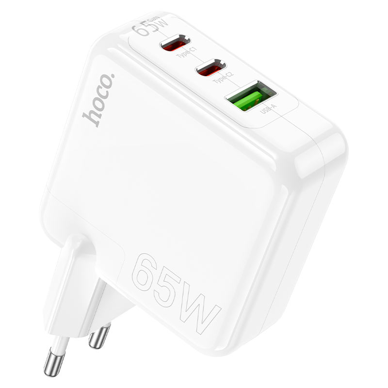 СЗУ HOCO C115A 110-240V, PD65W+Q3.0, USB+2*Type-C, White, Box