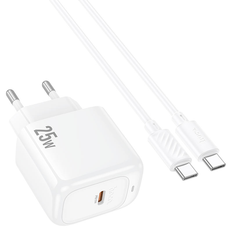 Набор СЗУ HOCO NCS53+кабель Type-C/Type-C, 1xUSB-C, PD25W, White, Box