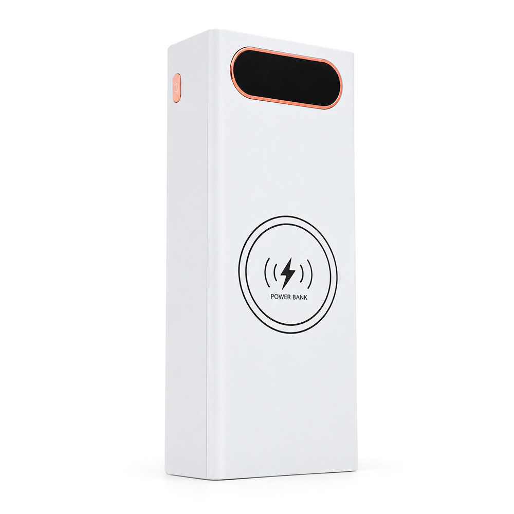 Power bank Voltronic L16 під 16х18650, Wireless charging, Digital display, Output: 22.5+15W, USB+USB-C, PVC, ліхтар, White, BOX