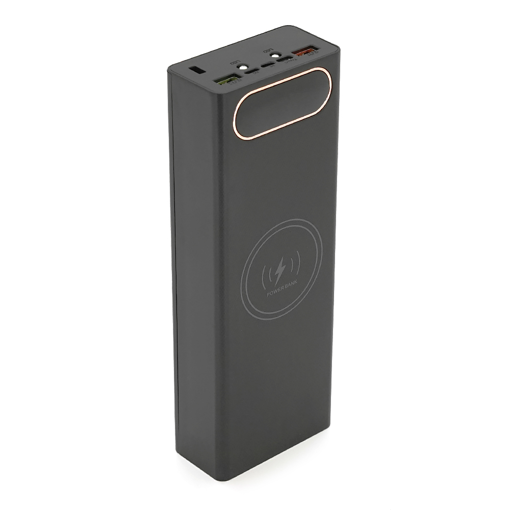 Power bank Voltronic L20 під 20х18650, Wireless charging, Digital display, Output: 22.5+15W, USB+USB-C, PVC, ліхтар, Black, BOX