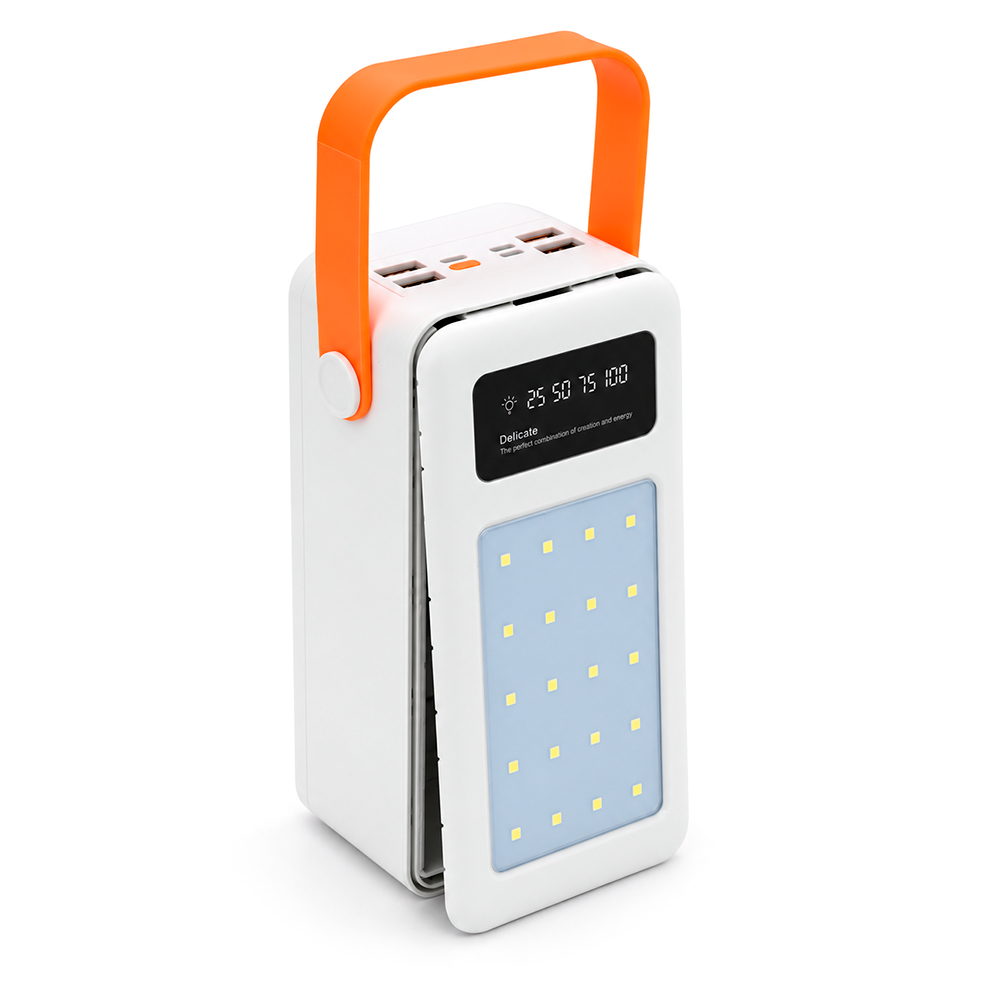 Power bank Voltronic S21 під 21х18650, Led display, Output: 22.5W, 3 кабелі (Micro-USB, Type-C, Lightning), PVC, ліхтар, White, BOX