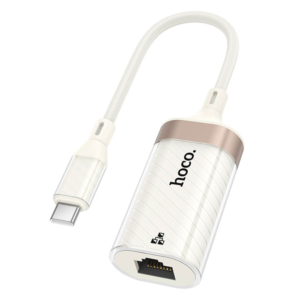 Контролер HOCO UA41 Type-C to Ethernet - Мережевий адаптер 10/100Mbps, White, BOX