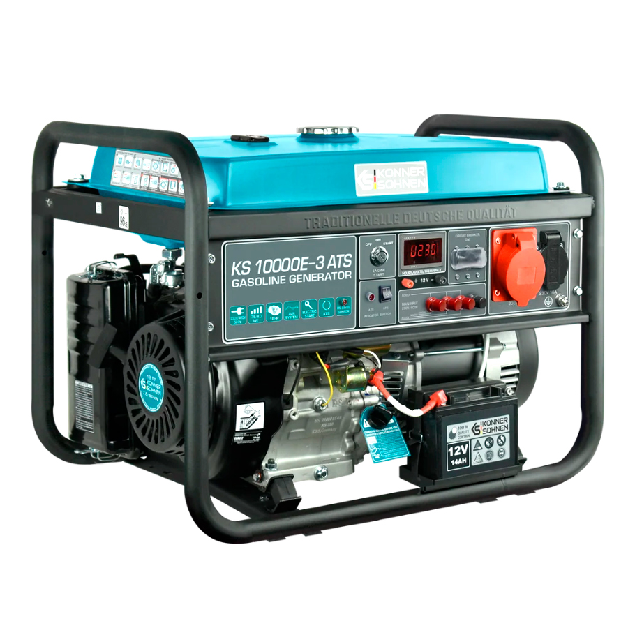 Генератор БЕНЗИНОВИЙ Konner&Sohnen KS 10000E-3 ATS, 7,5kW (8kW), трифазний режим, 220V, 50Hz, об'єм 25л