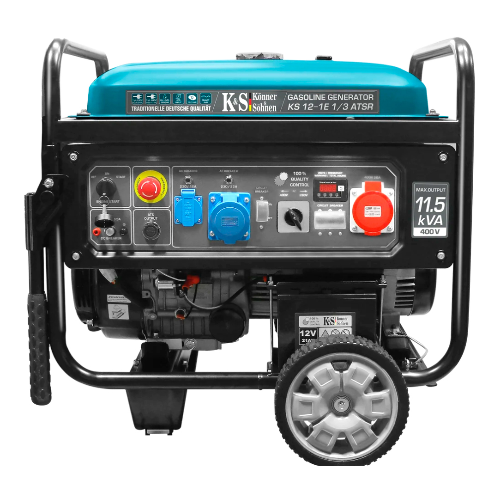 Генератор БЕНЗИНОВИЙ Konner&Sohnen KS 12-1E 1/3 ATSR, 7,5kW (8kW), однофазний+трифазний режим, 220V, 50Hz, об'єм 55л