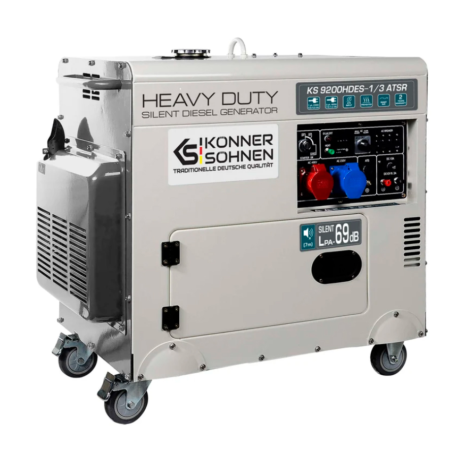 Генератор ДИЗЕЛЬНИЙ Konner&Sohnen KS 9200HDES-1/3 ATSR, 7kW (7,5kW), однофазний+трифазний режим, 220V, 50Hz, об'єм 20л